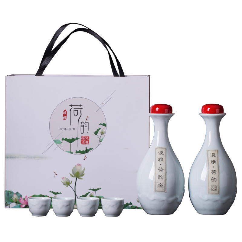 Ceramic 1 catty scattered liquor bottle wine empty as cans cylinder small jars suit with glass creative contracted custom gift box