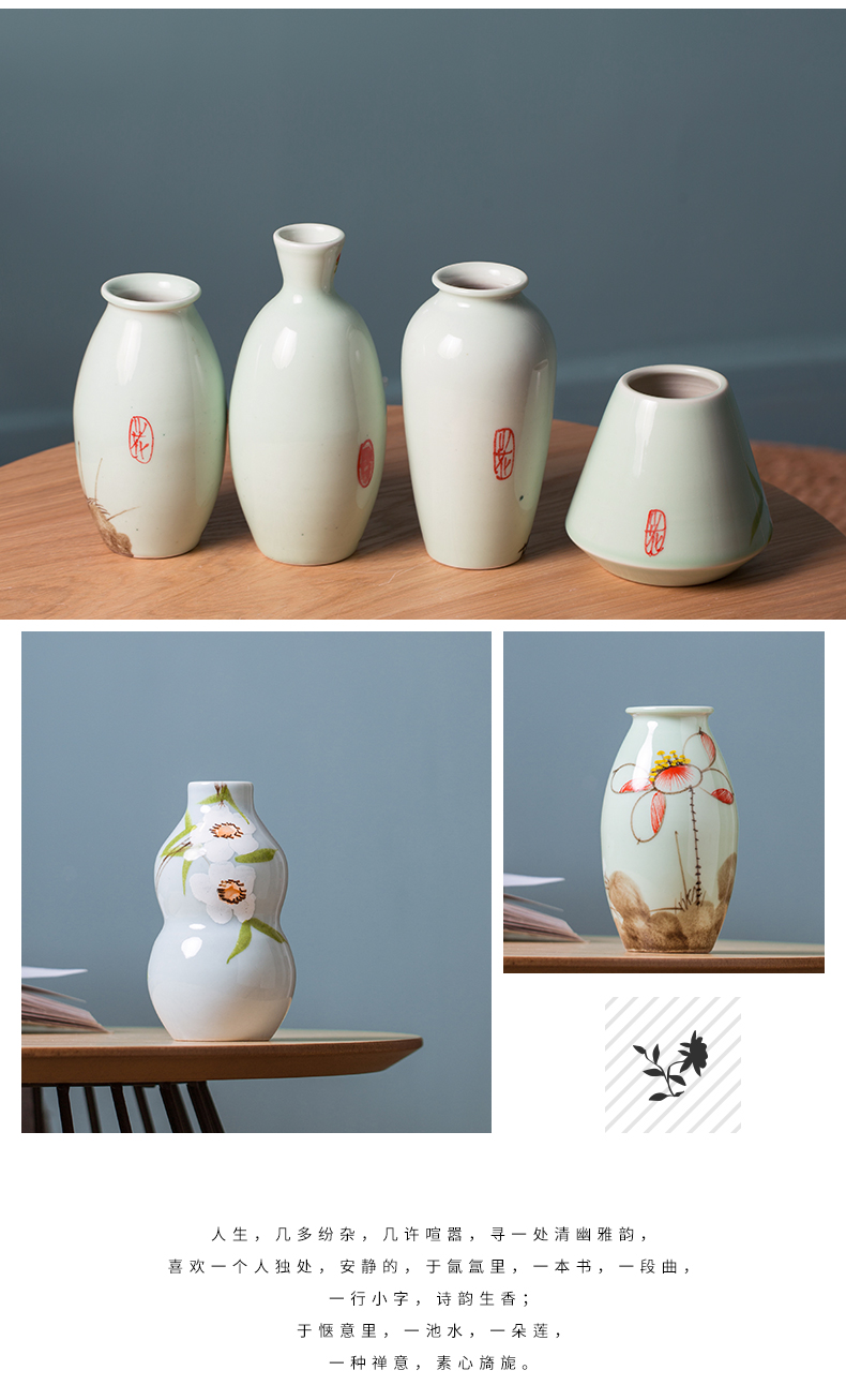 Nordic furnishing articles, jingdezhen ceramic light floret bottle sitting room key-2 luxury creative I and contracted flower, dried flower decorations