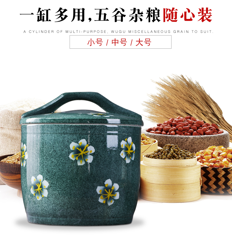 Barrel of jingdezhen ceramics with cover household rice storage box sealing insect - resistant 10/20 jin pickles jar of flour ricer box