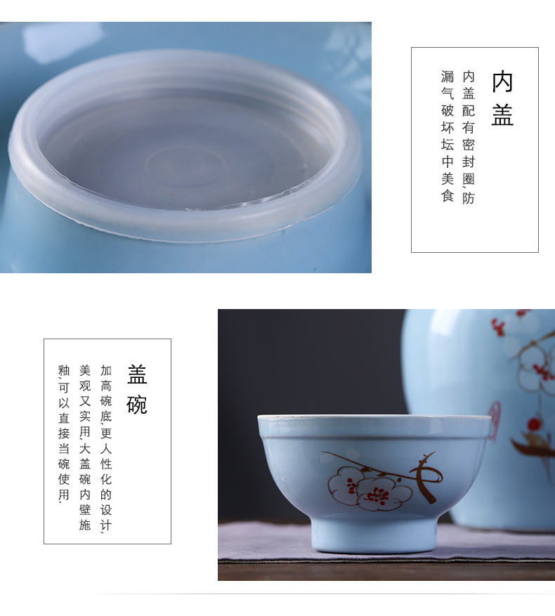 The Pickle jar jingdezhen ceramic household small pickled pickles pickles seal storage tank sealing Pickle jar