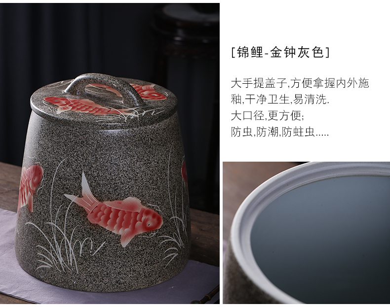 Barrel of jingdezhen ceramics with cover household rice storage box sealing insect - resistant 10/20 jin pickles jar of flour ricer box