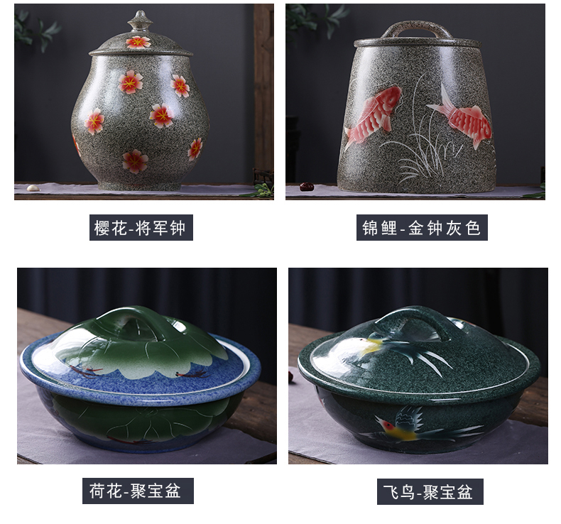 Barrel of jingdezhen ceramics with cover household rice storage box sealing insect - resistant 10/20 jin pickles jar of flour ricer box