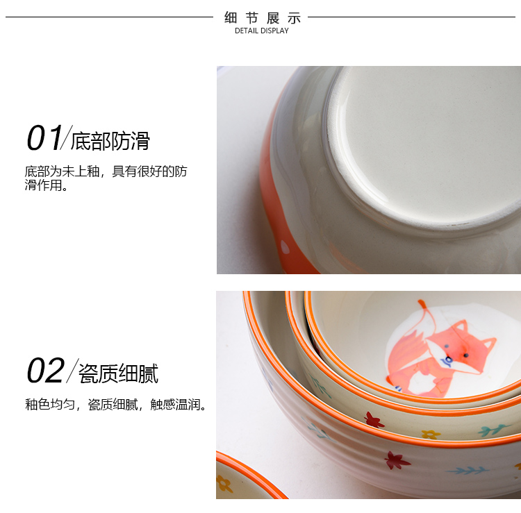 Pongsapat lovely fox ceramic bowl dish tableware bowl dish dish soup bowl rainbow such as bowl hand - made ceramic tableware suit children