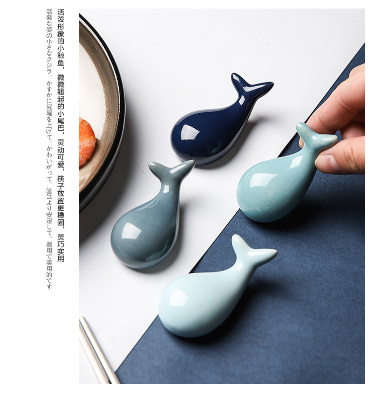 Creative selley express whale ceramic chopsticks rack chopsticks chopsticks pillow spoon holder frame spoon hotel table setting tableware