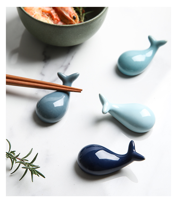 Creative selley express whale ceramic chopsticks rack chopsticks chopsticks pillow spoon holder frame spoon hotel table setting tableware