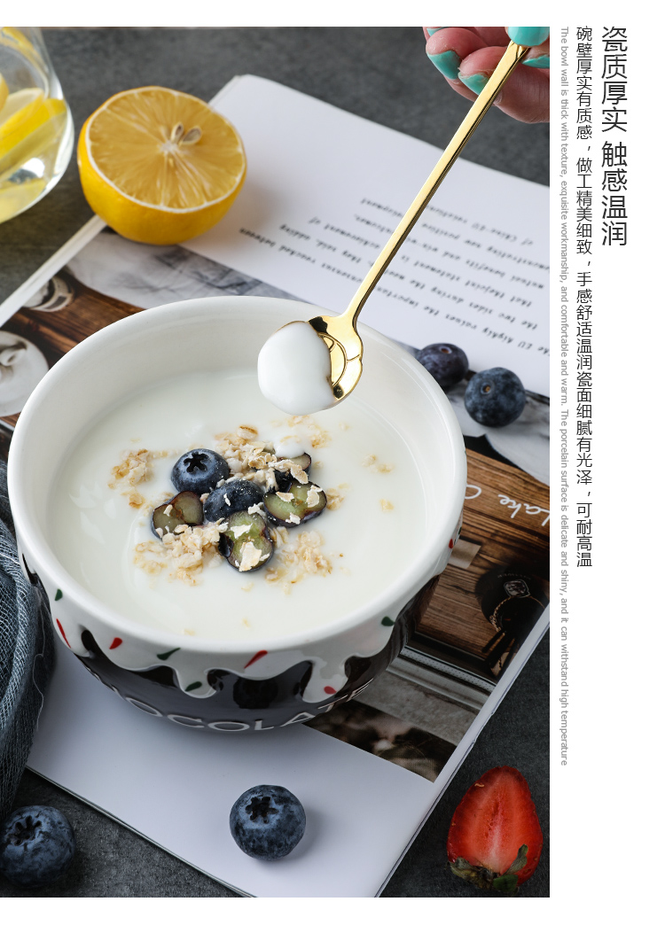 Selley, lovely ceramic strawberry household fruit salad bowl of oatmeal for breakfast bowl noodles bowl bowl eat a single