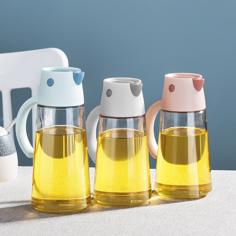 Sheri automatic opening and closing glass oil jug with oil pouring oil anti-leak home kitchen not hanging oil soy sauce vinegar oil bottle