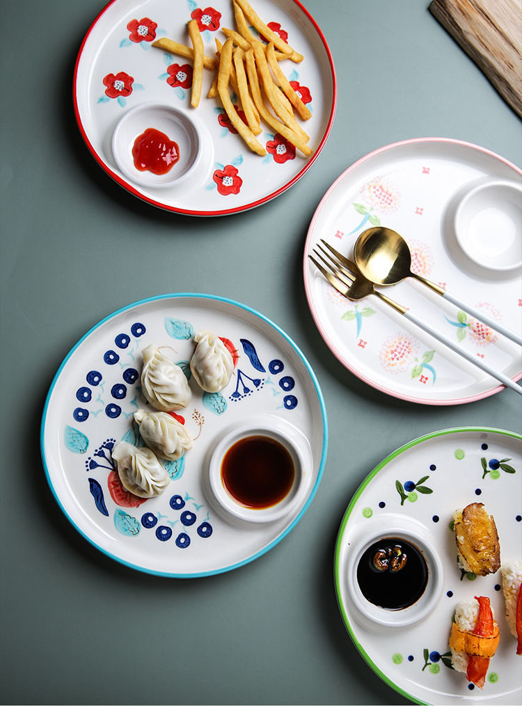 Selley Japanese under glaze color porcelain tableware round dumplings dribbling vinegar dish creative cold dish dish home dish dish dish