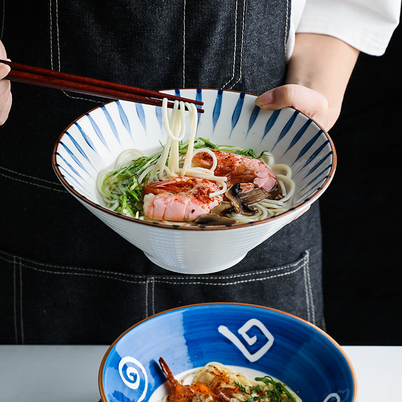 Shed in Japanese largest beef noodles in soup bowl of household ceramics rainbow such use pasta noodles rainbow such to use retro fruit salad bowl