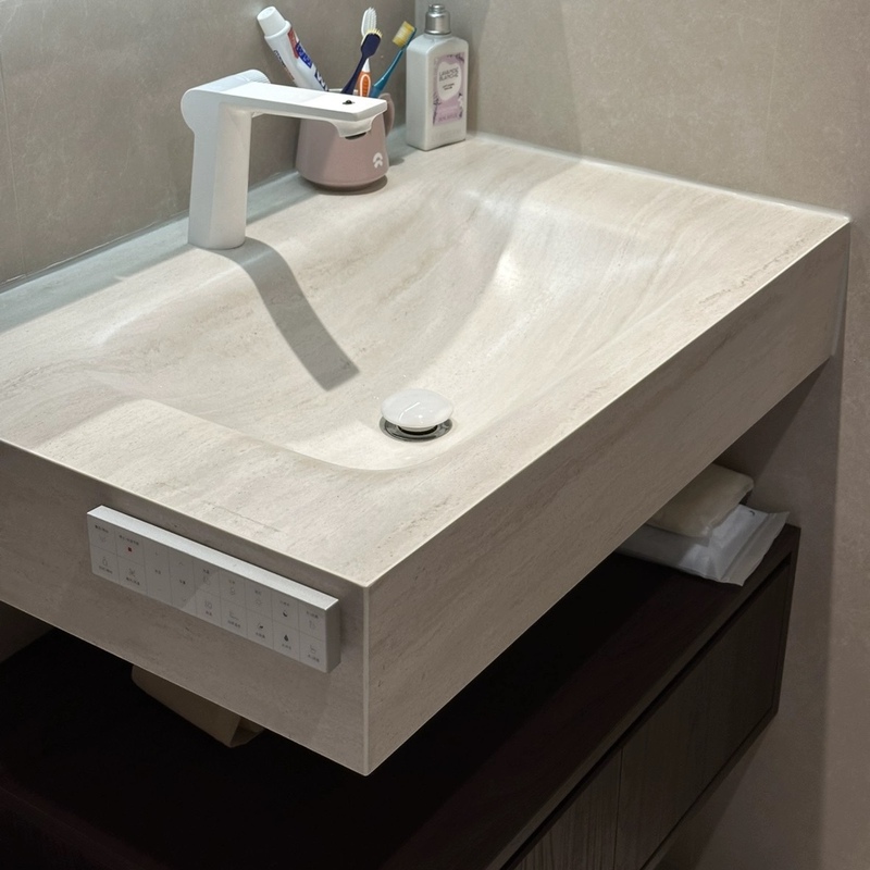 Roman-Style Integrated Hot-Bent Sink with a Cool and Refreshing Design, Similar to the Magic Ball Style, for Washing Face, Washing Hands, and Bathroom Cabinet, Canais Bathroom