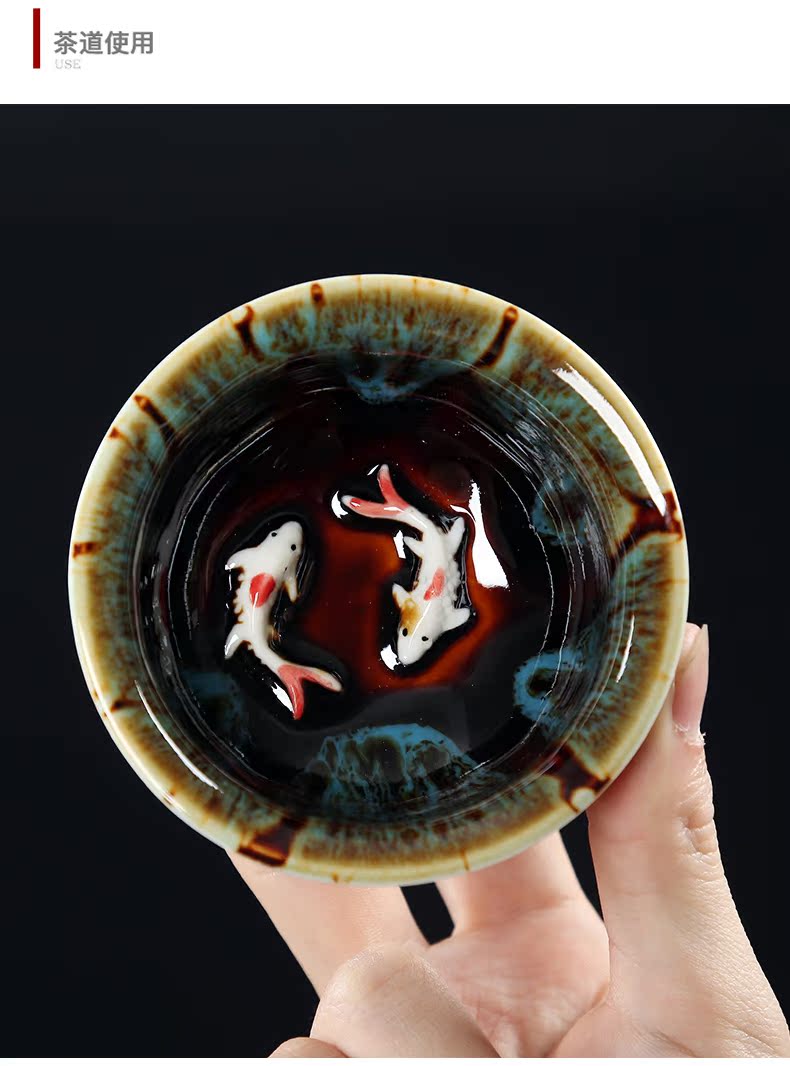 Built one up with ceramic bowl cups light maple celadon fish master cup household kung fu tea set large sample tea cup
