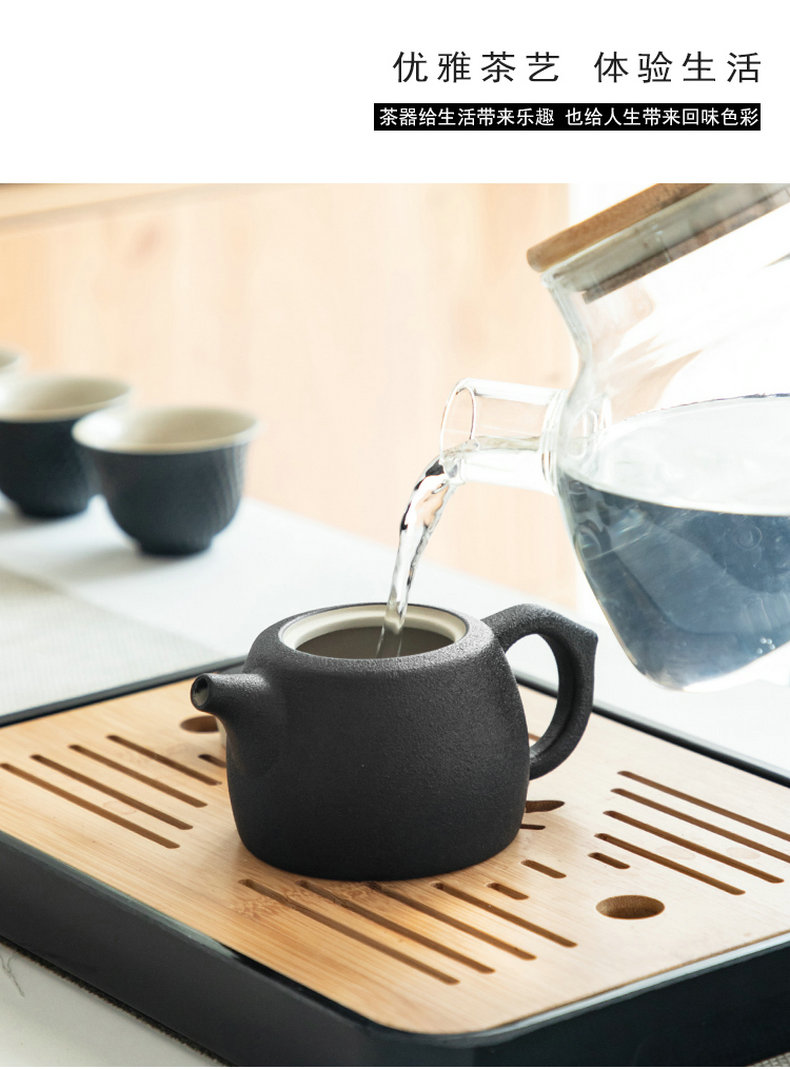 Black pottery teapot single pot of I and contracted household ceramics Japanese side the kung fu tea set xi shi office make tea