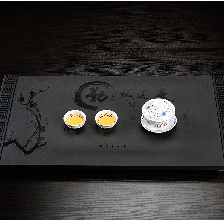 Sharply consolidation piece of ebony stone tea tie - in black stone contracted household kung fu tea set single tray of black tea