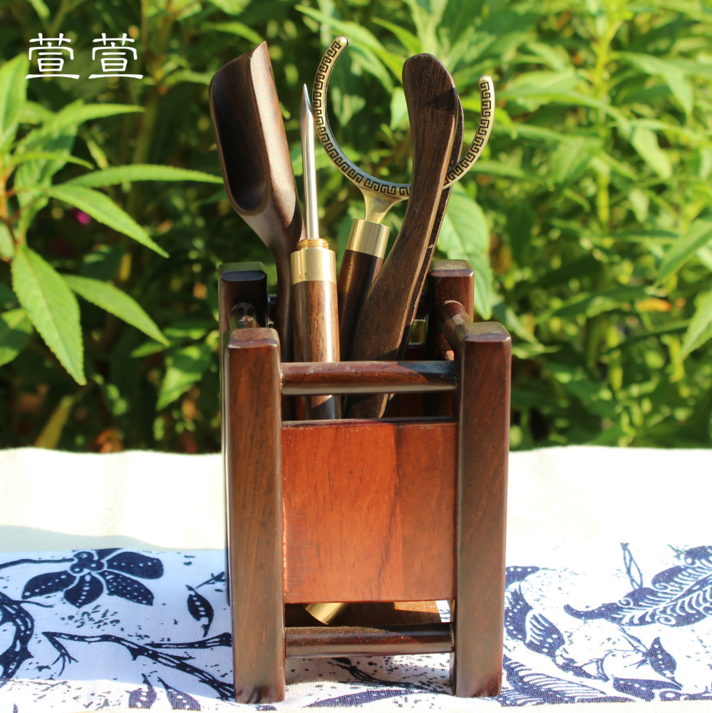 The Six gentleman kung fu tea set, ceramic tea accessories, tea taking ChaGa green bamboo white porcelain tea set
