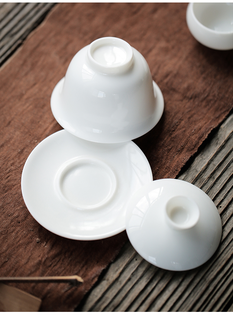 Ya xin sweet white porcelain three tureen suit thin foetus jingdezhen ceramic cups only a single large kung fu tea bowl