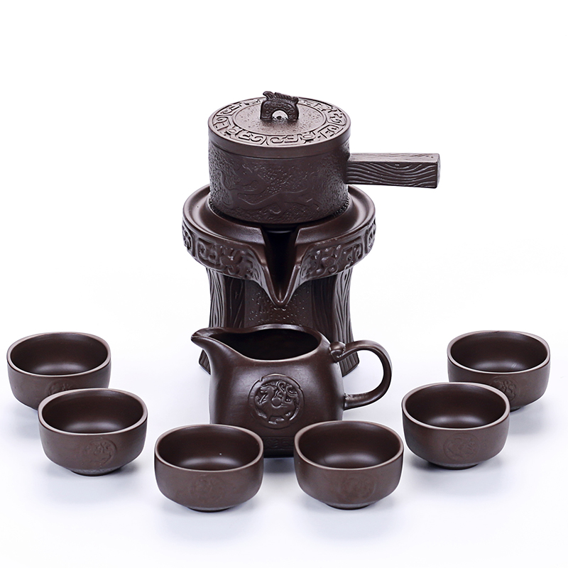 Tea set with violet arenaceous stone mill creative automatic ceramic kung fu Tea teapot teacup lazy people make Tea