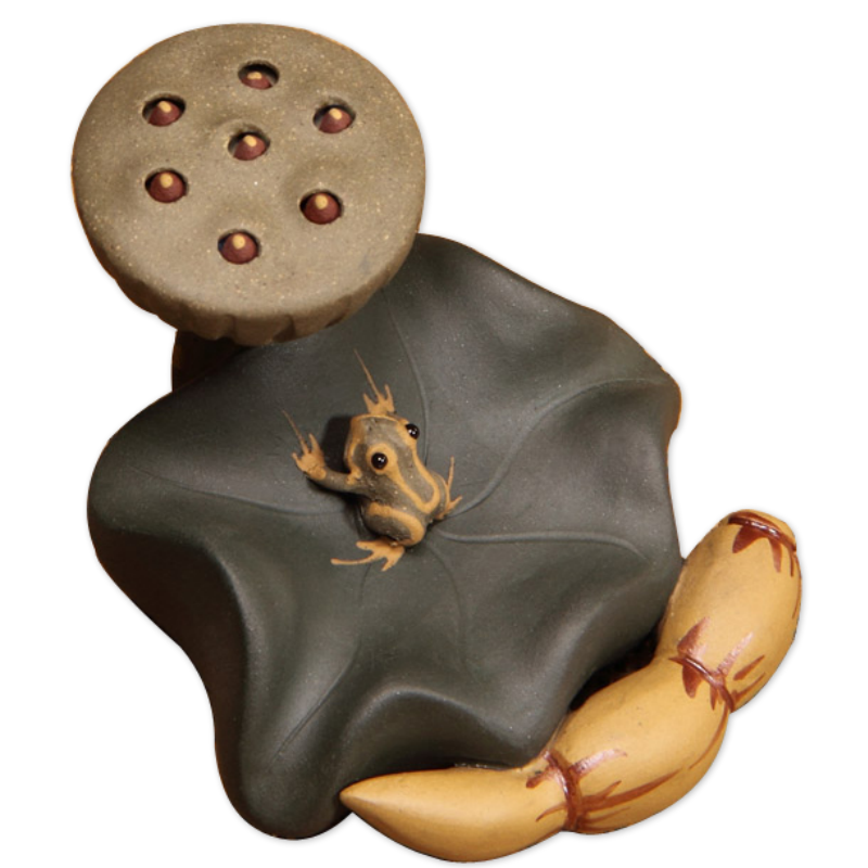 Ya xin purple cover drag furnishing articles frog lotus lotus root tea pet lotus leaf pure hand - made tea gift box the tea pot holder of a pet