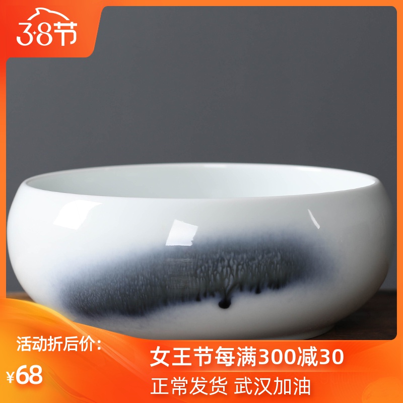 Ya xin company hall first green ceramic cup hot tea to wash large cylinder washing household writing brush washer water jar tea accessories