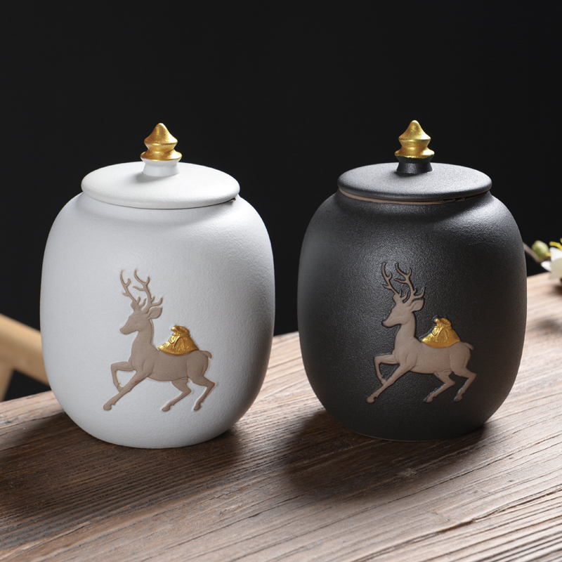 Ya xin company coarse pottery ceramic large black tea caddy fixings puer tea box of small box seal pot lawsuits