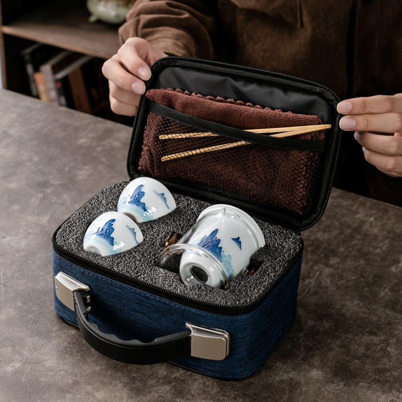 Ya xin company hall, a pot of two cups of portable travel tea set ceramic teapot with kung fu tea set