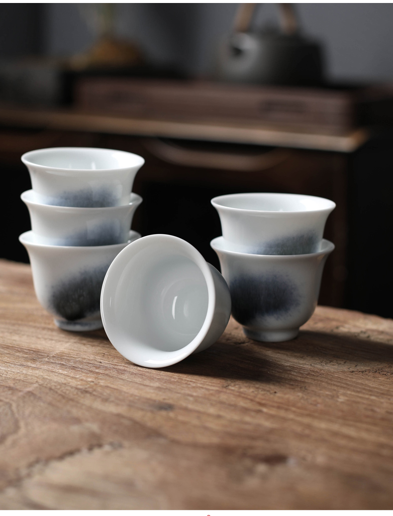 Ya xin company hall sample tea cup white porcelain ceramic cup pure manual single coloured glaze jade cup masters cup single kung fu tea set