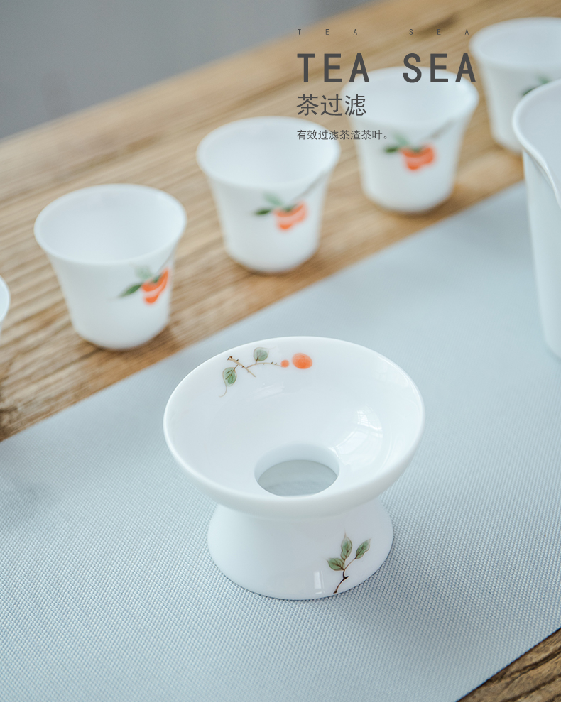 Ya xin company hall hand - made hibiscus tea filter filter Japanese manual kung fu tea set of blue and white porcelain ceramic tea is good