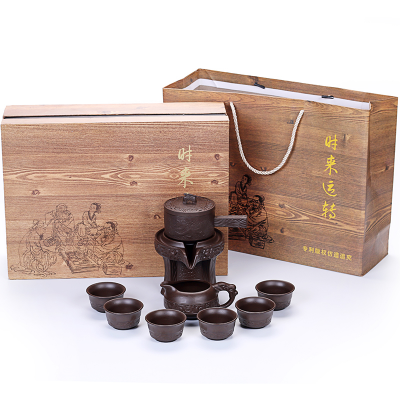 Ya xin purple sand tea set suits for domestic half automatic stone mill lazy kung fu tea tea caddy fixings tea cup