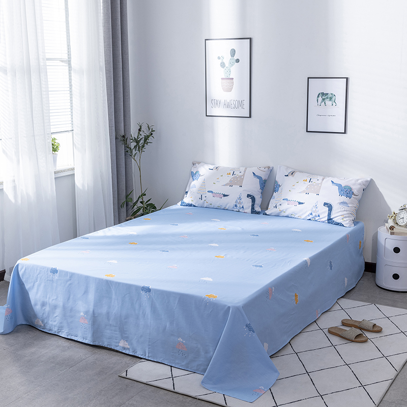 Pure Cotton Linen Single Piece Dorm Room Single 100 All cotton student Children cartoon boy by single three sets Double 1 5