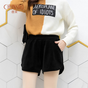 【唇束】秋冬款金丝绒加厚保暖短裤
