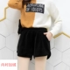 Quần short nữ mùa đông 2018 phiên bản mới của Hàn Quốc nhung vàng cao đến eo cao quần ống rộng quần một chiếc quần mỏng bên ngoài mặc quần short kaki nữ