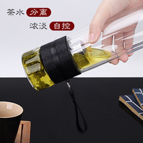 Renfeng glass tea cup tea water separation double layer anti-hot with handle glass cup creative filter Cup portable