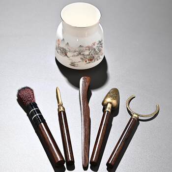 Tea Ceremony Six Gentlemen Set, High-End Tea Table Accessories, Kung Fu Tea Set Supplies, Complete Set of Tea Tools Including Tea Scoop, Tea Knife, Tea Needle, Tea Brush