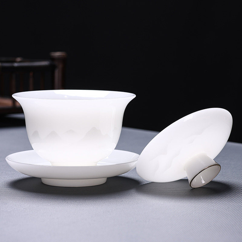 Tea Set 2025 New Model Ice Jade Ceramic Special for Brewing Tea Kung Fu Tea Set Home Use Tea Cup Light Luxury High-End