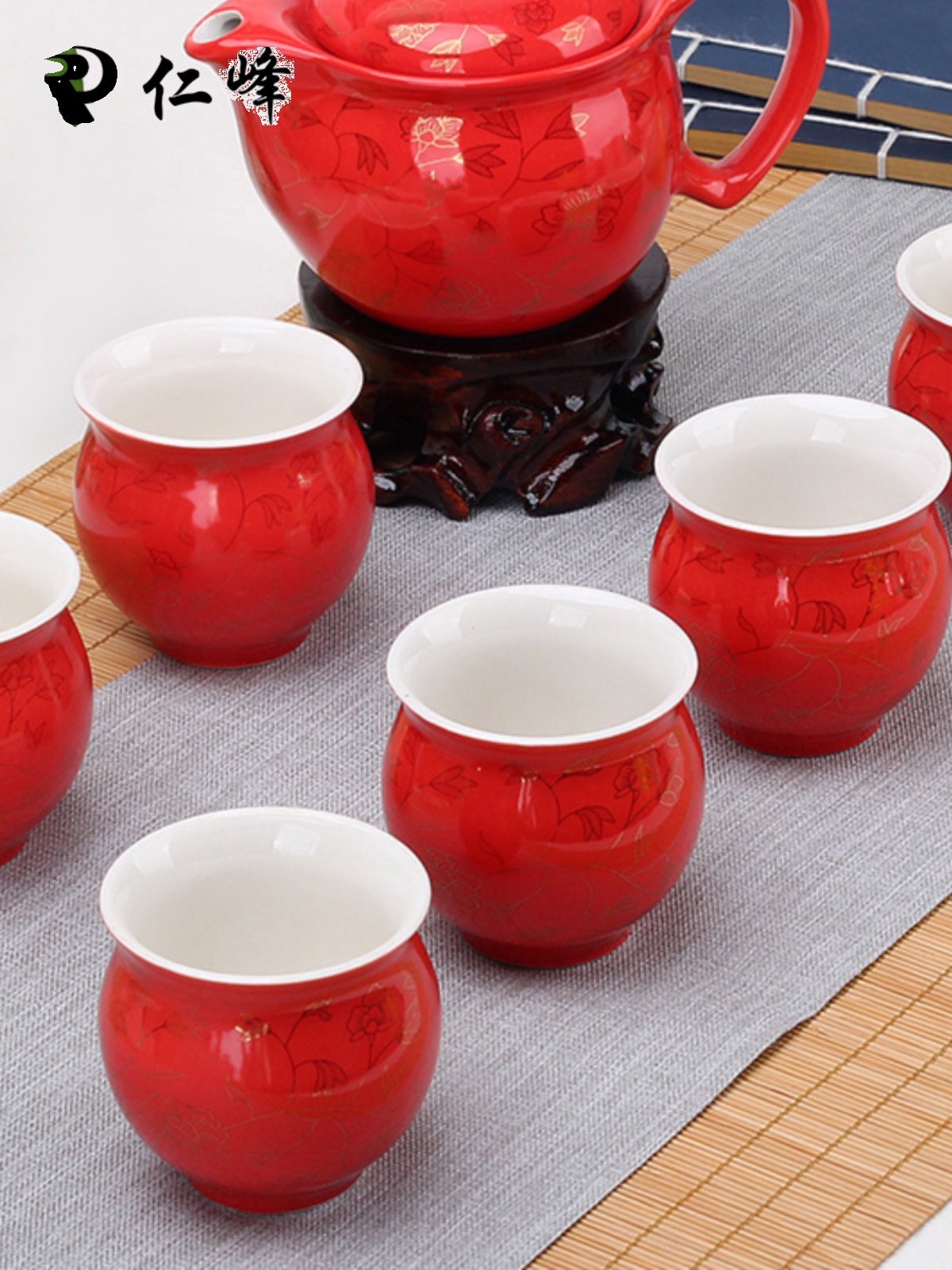 Tea Set Ceramic Anti-Scald Double-Layer Cup Kung Fu Tea Set Teacup Chinese Blue and White Porcelain Teapot Household Simple Large Size