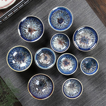 Kiln Changing Sky GLAZED Tea Cup ceramic Gongfu Tea Cup drawing Masters Cup Single-cup Individual special tea bowl