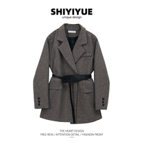 SHIYIYUE plaid hair a suit jacket a woman in autumn and winter a long temperament a lump sum a lump