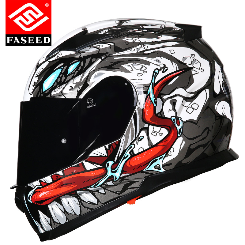 FASEED Motorcycle Helmet Men's and Women's Double Lens Winter Locomotive Full Helmet 3c Bluetooth Safety Racing Sports Car 817