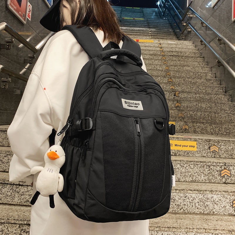 Senteo Double Shoulder Bag Woman Han Edition Large Capacity Schoolboy High School Student High School Kid's Bag Boomer Fashion 100 Hitch Fashion