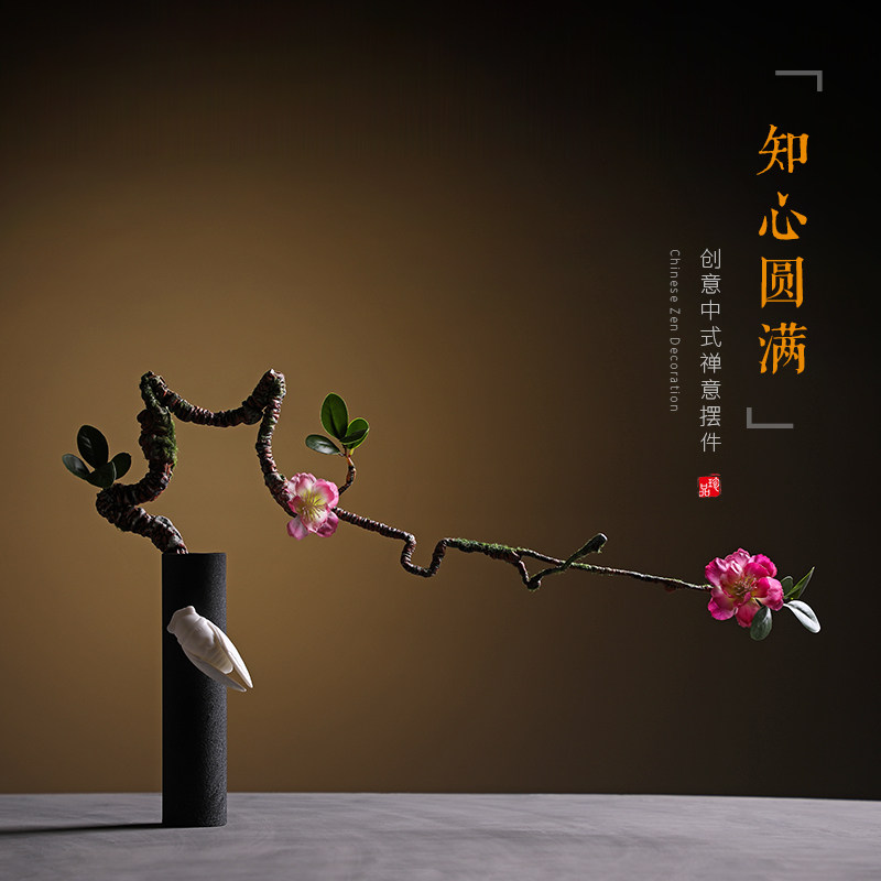 Creative ceramic tea ceramic accessories household living room simulation flower flower jacket hydroponic pot vase desktop
