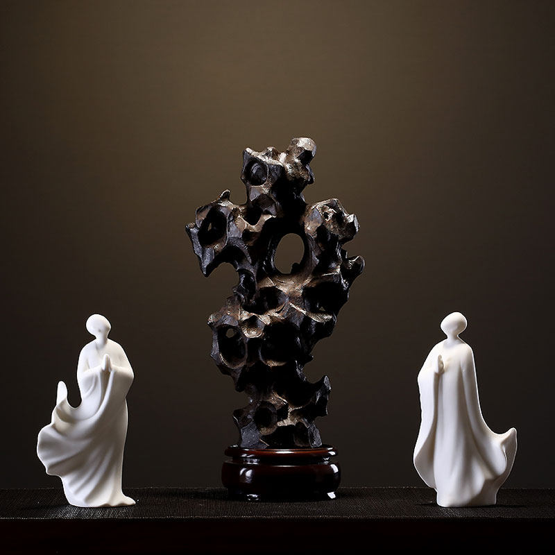 Creative Ceramics Taihu Lake Stone Pendulum Large Number Living Room Genguan TV Cabinet Home Decoration Office Desktop Furnishing