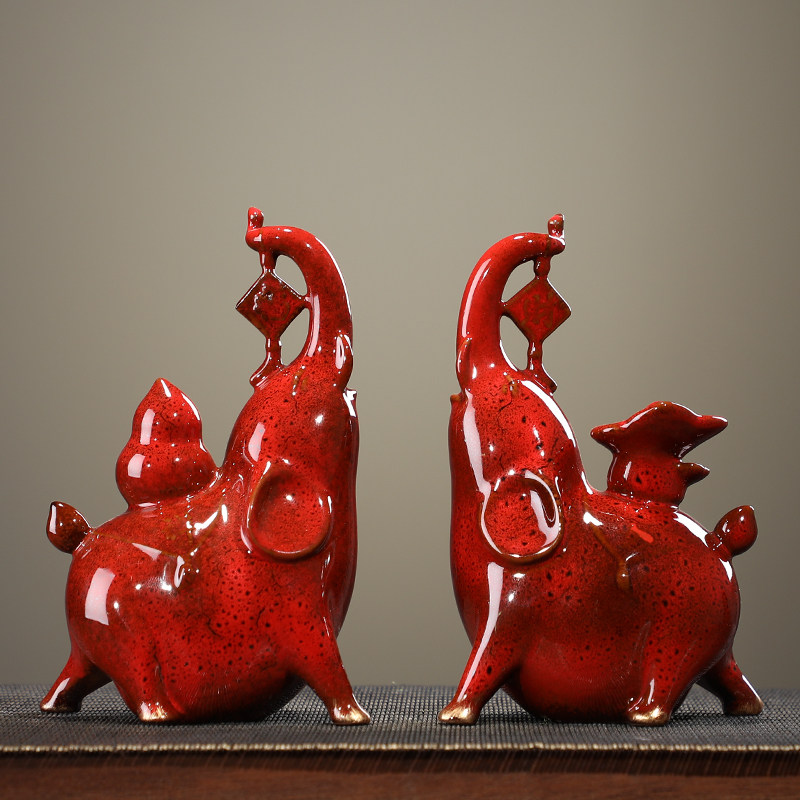 Hanhong creative ceramic auspicious elephant decoration living room study porch TV cabinet office decorations