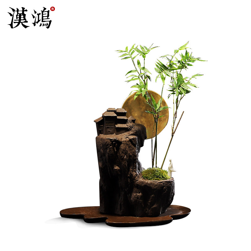 Hanhong Purple Sand Tea Spotting Piece Living Room Creative Antique Vase Micro Landscape Floral Zen to the New Chinese Potted Arts View