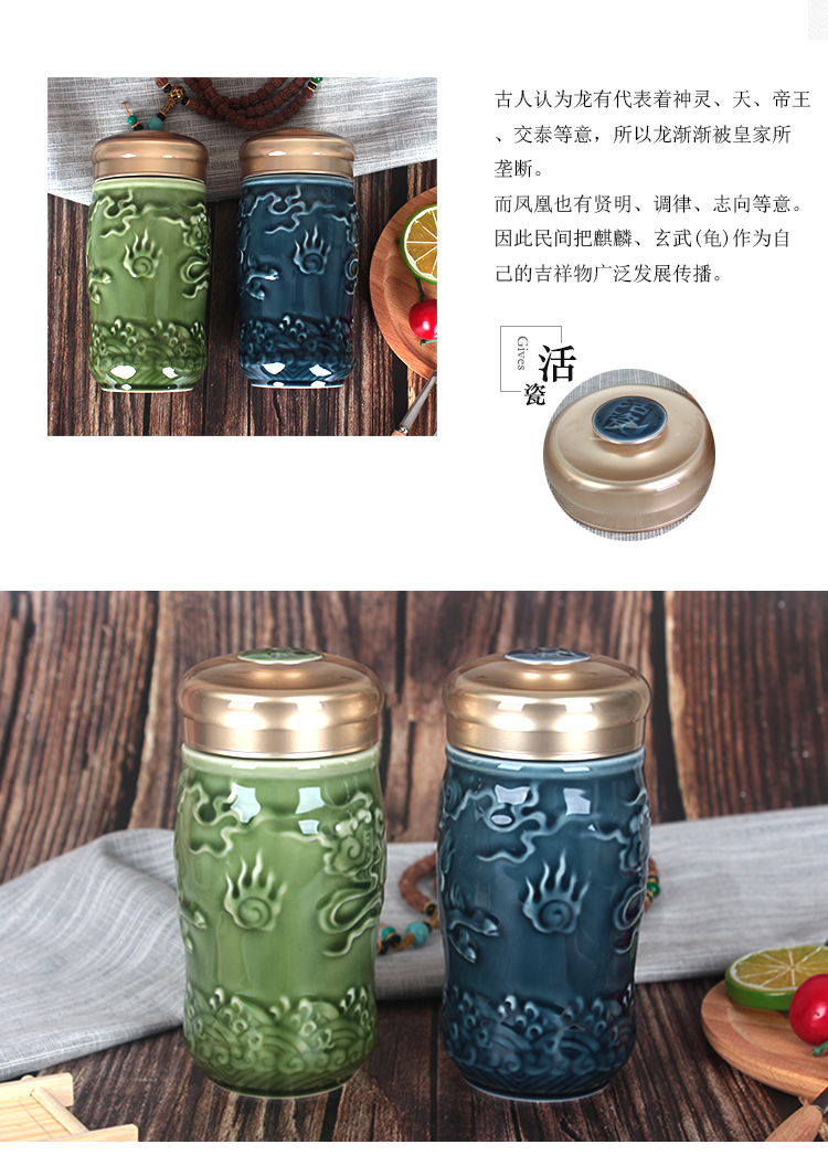 Do Tang Xuan porcelain cup small auspicious kirin monolayer with creative ceramic water in a glass cup gift mugs