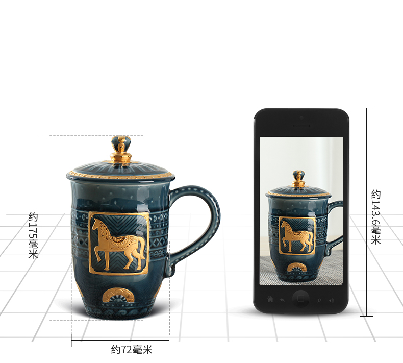 Do Tang Xuan porcelain cup royal horse tall office ceramic tea cup water in a cup