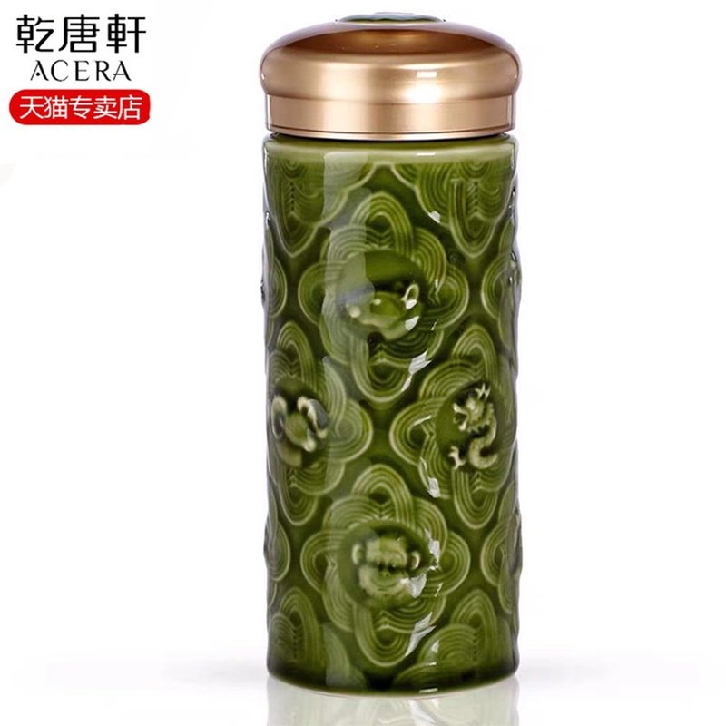 Do Tang Xuan work 12 zodiac blue green glaze porcelain cup double glass ceramic cups of water glass