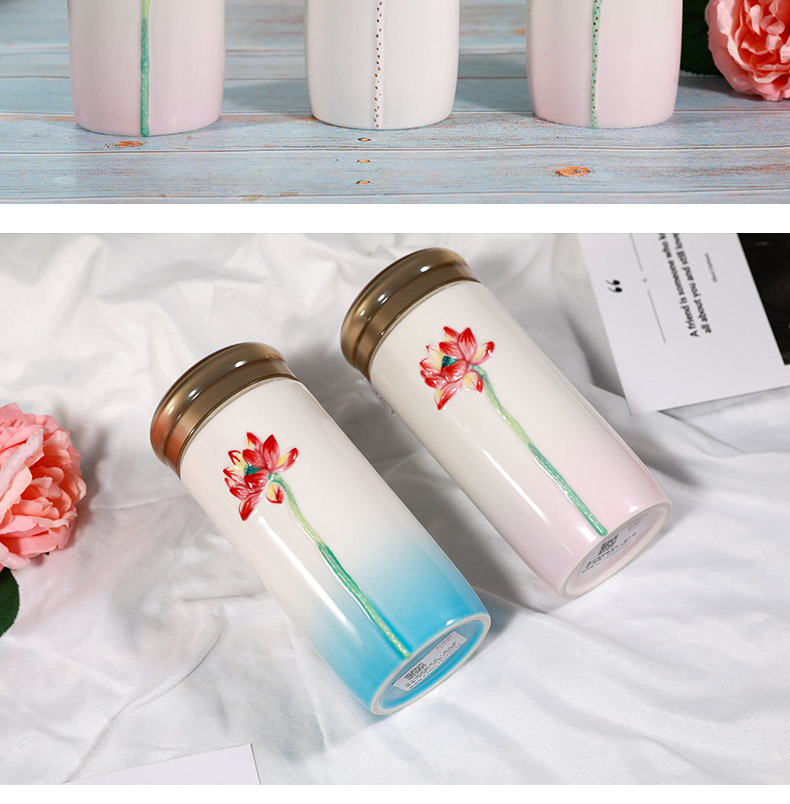 Do Tang Xuan porcelain cup call f lotus carry cup with cover ceramic creative gift custom office tea cup