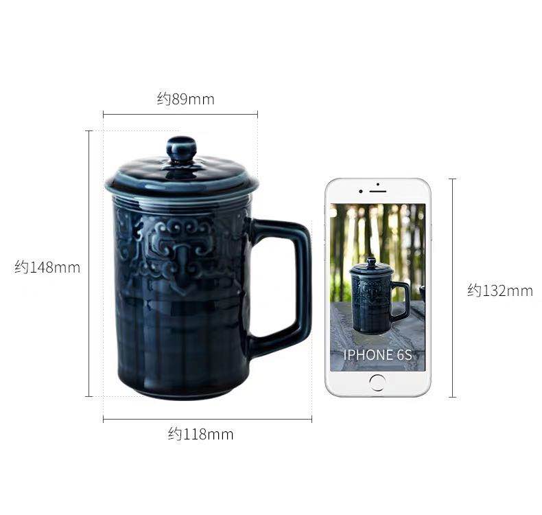 Do Tang Xuan ceramic cup big prosperous double + office two into the gift boxes ceramic cups water in a cup