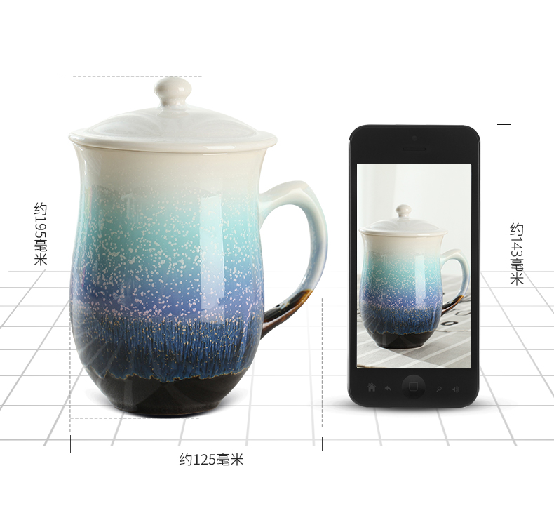 Do Tang Xuan ceramic cup Chinese rose high snow crystals with cover handle cup glass cup to send new friends