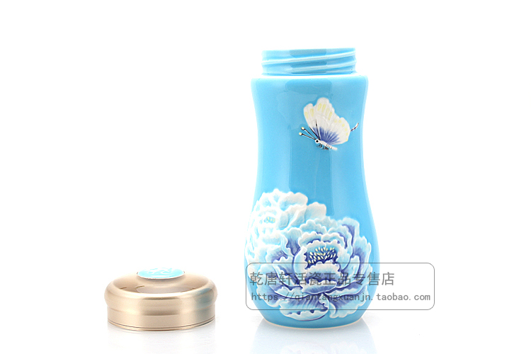 Do Tang Xuan porcelain cup millennium peony cup with red + color porcelain cup creative move with cover cup cup