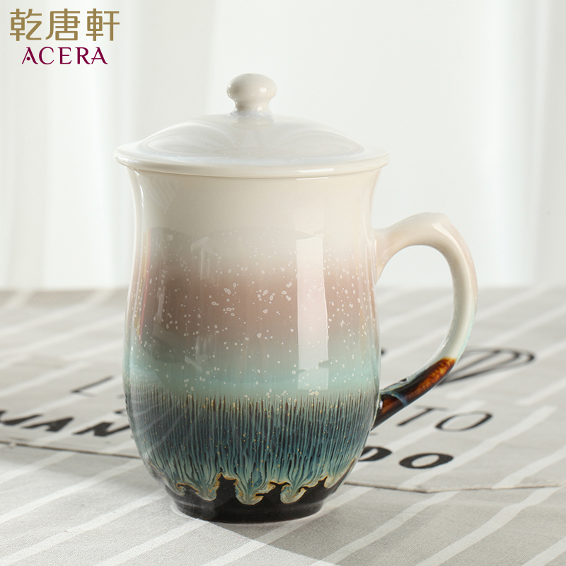Do Tang Xuan ceramic cup Chinese rose high snow crystals with cover handle cup glass cup to send new friends